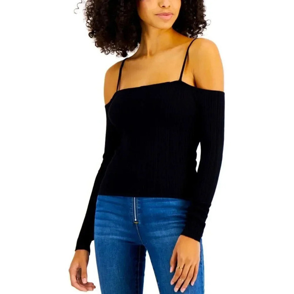 Leyden Tops - Leyden Off-the-Shoulder Knitted Black Top, Brand New with tags, Large size💖